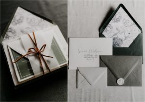 Wedding Invitation Suite wrapped in string and Envelope Finishes by TAM Invitations