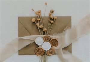 Wax Seals on a wedding invitation envelope by TAM Invitations