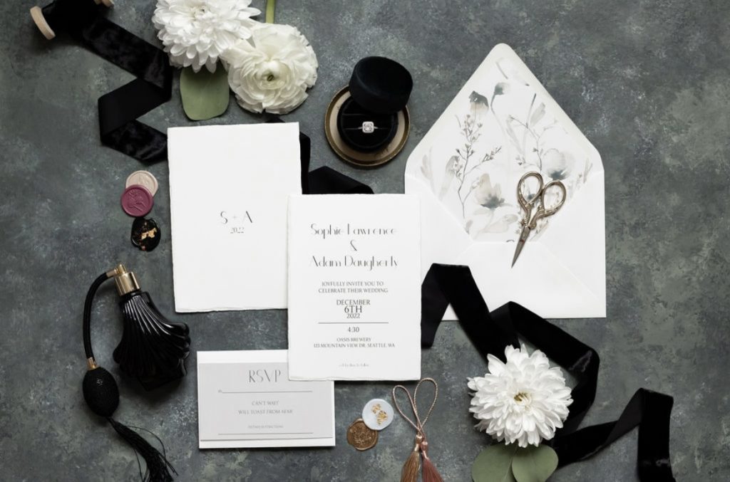 Wedding Invitation set in Black & White